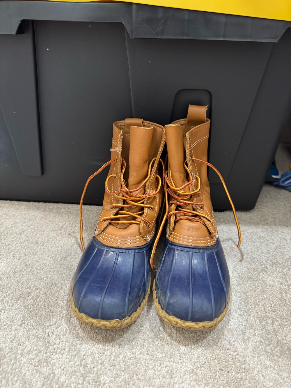 L.L. Bean Two-Tone Navy and Brown Women's Winter Rain Boots